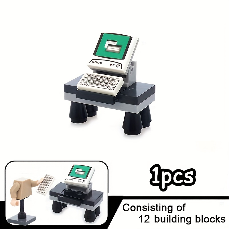 Image of Small Granule Building Blocks Moc Office Figure Computer Desk Keyboard Monitor Assembly Model Scene Building Toy Accessory, Compatible With , Building Toy Accessory, Parts