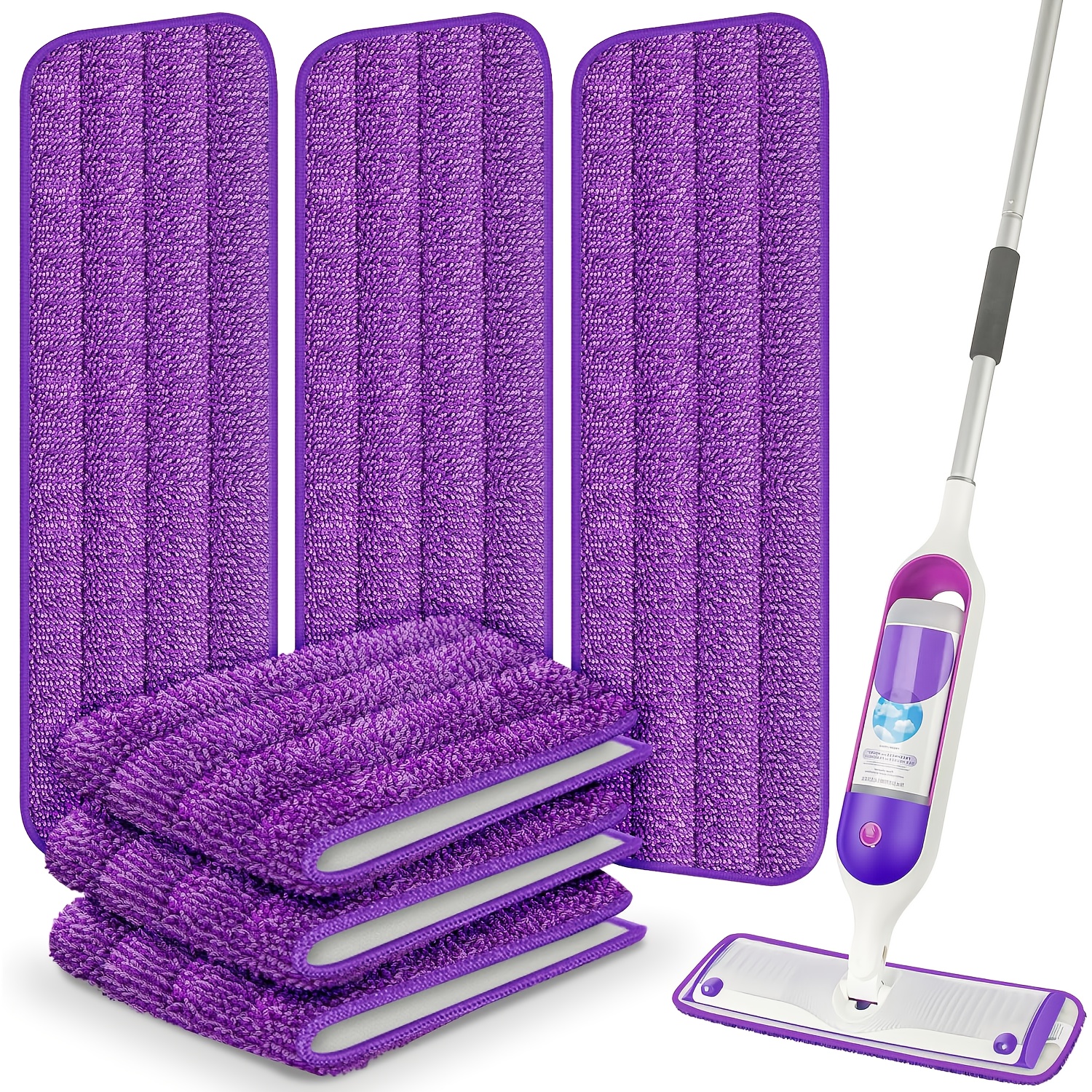 TEMU 13" - 15" Microfiber Mop Pad Refill - Reusable, Machine Washable, Strong Absorbency For Multi-surface Cleaning, Purple With , Mop Pad Replacement|vibrant Mop Pad| Mop Pad, Mop Pad Refill