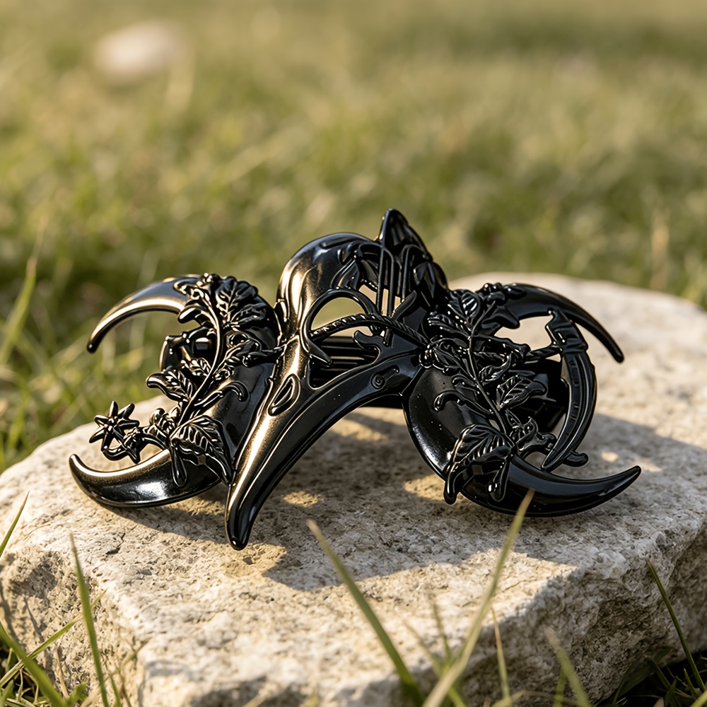 TEMU 1pc Metal Spring Hair Clip, Gothic Moon Hair Barrette, Retro Hair Accessories For Women, Secure Hair Claw For Thick Hair, Unique Hair Pin For