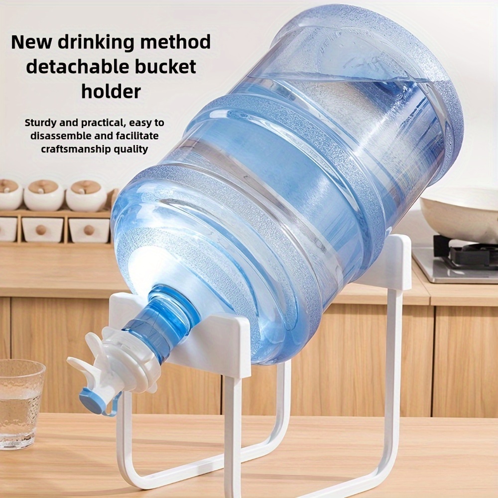 Stainless Steel L Water Jug Stand with Dual Dispenser Valves,  Rust-Resistant, Non-Slip Spout Fits 48mm 55mm Bottles (White)