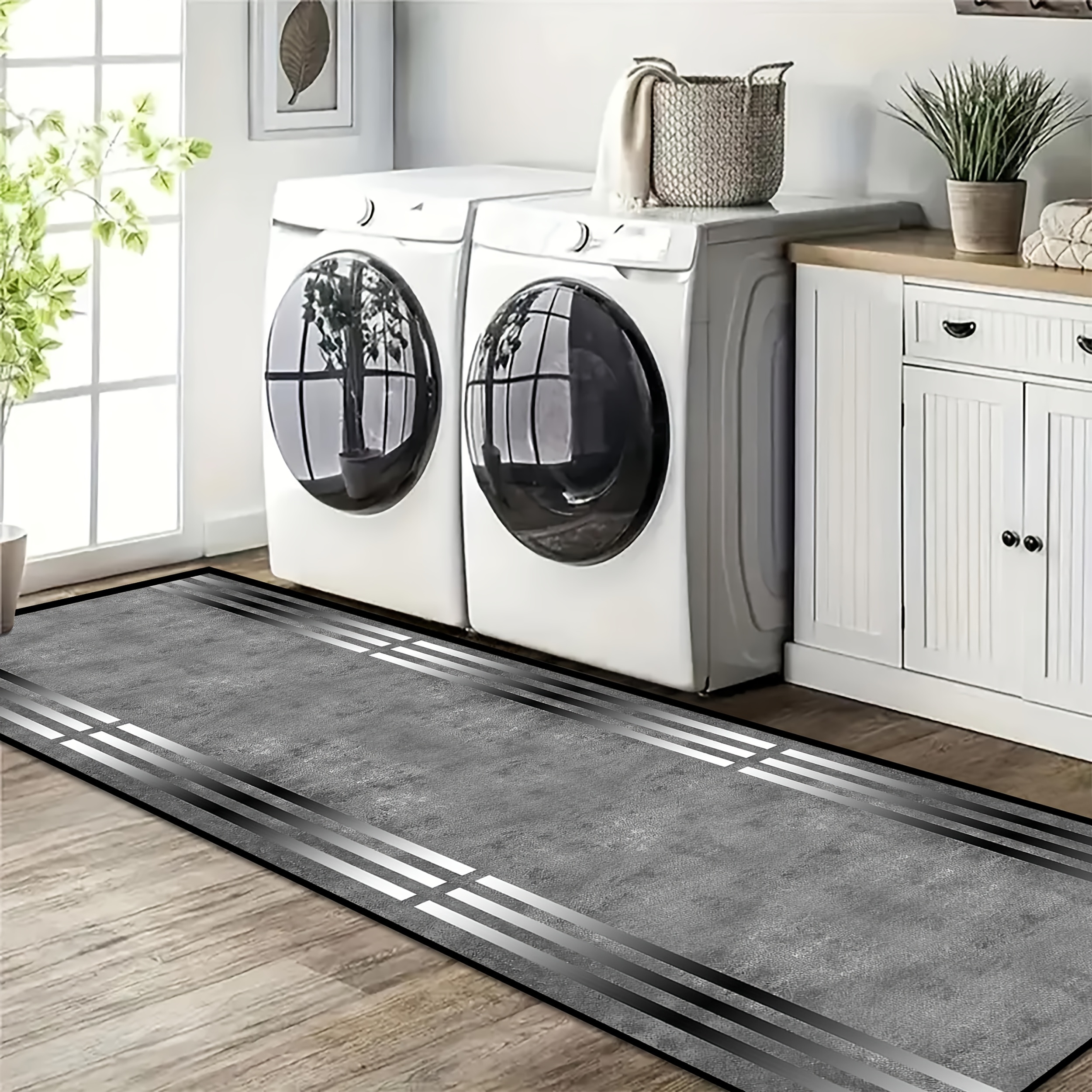 Sea Shipping [golden Diamond Velvet] 1pc, Modern Gray Anti-slip And Restaurant Carpet, Light Living Room Runner, Hallway Anti-slip Mat, Shower Room Laundry Room Aesthetic Anti-slip Decorative Carpet