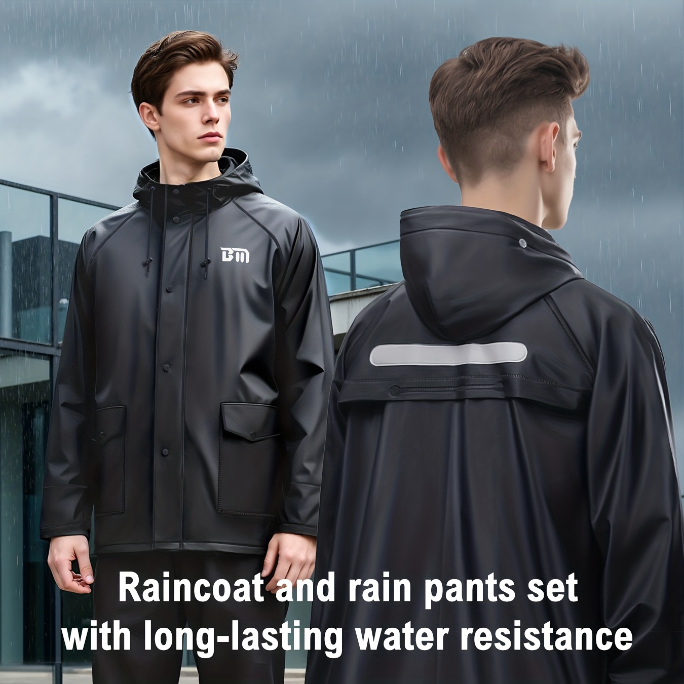 E-shop Regenmantel- Hosen-Set für Herren, getrenntes Oberteil Unterteil, Schutz bei starkem Regen, hochwertiger Motorradanzug für Erwachsene, mit