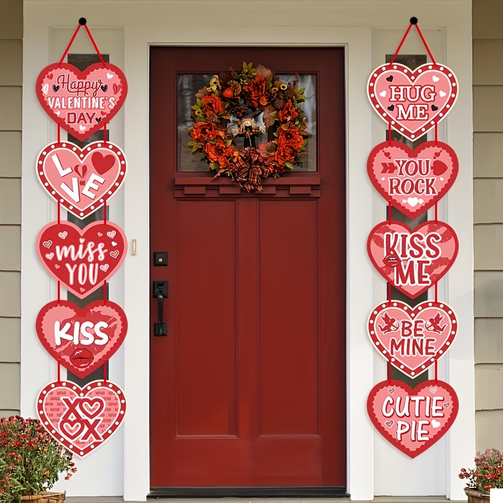 

Axcoix 1 Pair Valentine's Day Door Hanging Banners, Diy Cardboard Heart Decorations, Messages, No Battery Needed, Home Decor For Valentine's Day