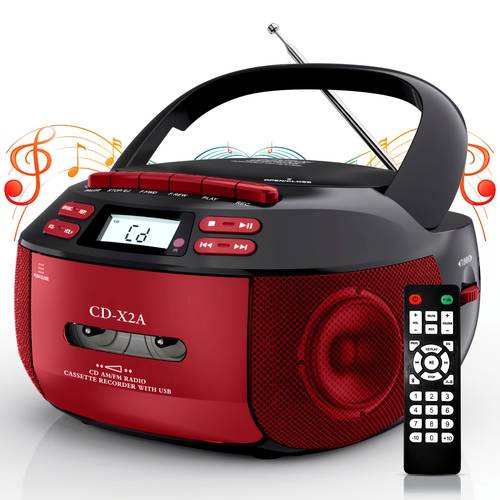 multi functional cd player tape player am fm radio dual speaker stereo wireless usb stereo headphone jack remote control portable speaker mp3 player radio audio input a b repeat tape recorder