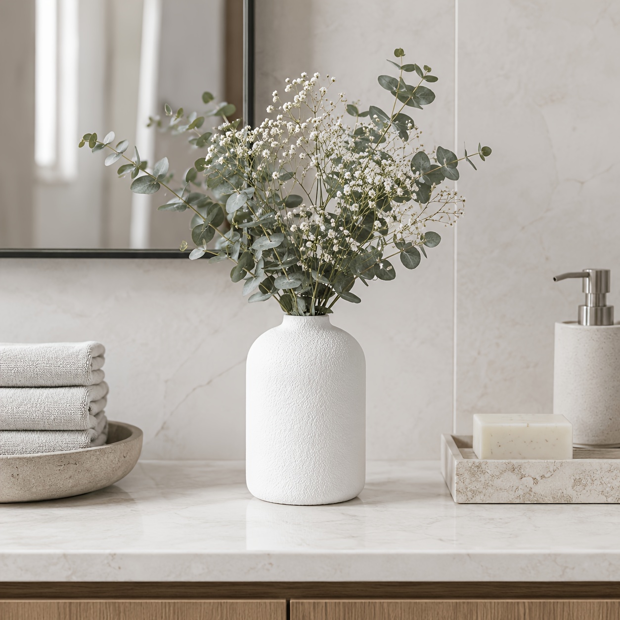 TEMU 1pc White Mini Plastic Vase Home Decor - Suitable For Dried Flowers And Indoor Plants - Bohemian Style Floral Vase - Living Room, Bedroom,
