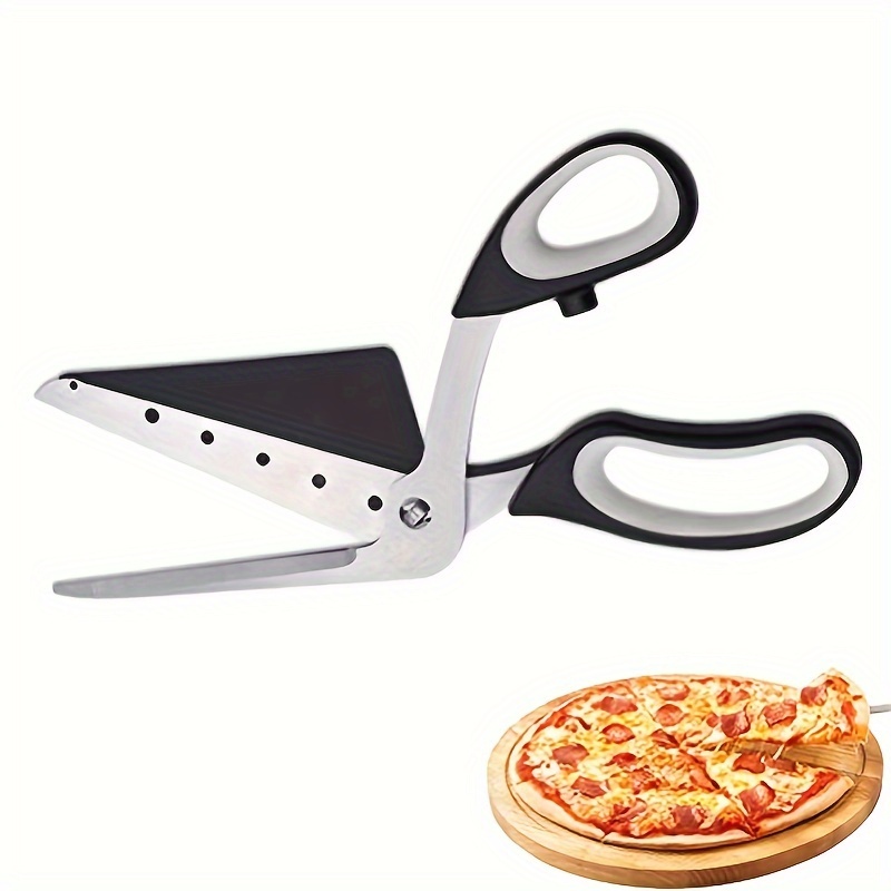 

Pizza Scissors Cutter One-handed Operation Stainless Steel Pizza Spatula Slicer With Shovel, Food-grade Sharp Stainless Steel Blade And Soft Grip Handle, Multifunctional Kitchen Scissors, 27cm, Black