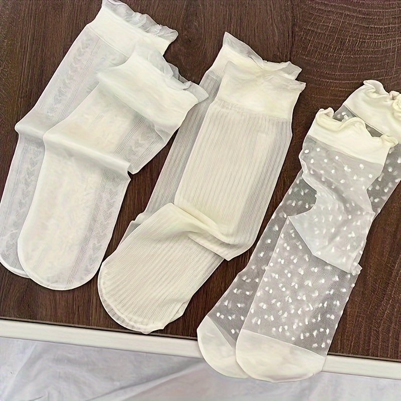 

3 Pairs Ruffle , Japanese Mid , 's Stockings & Hosiery