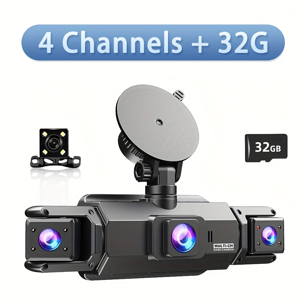 TEMU Dash Cameras 4 Channel Front Rear 4 Cameras With Fhd1080p Night Vision Loop Recording And Dash Cams For Cars