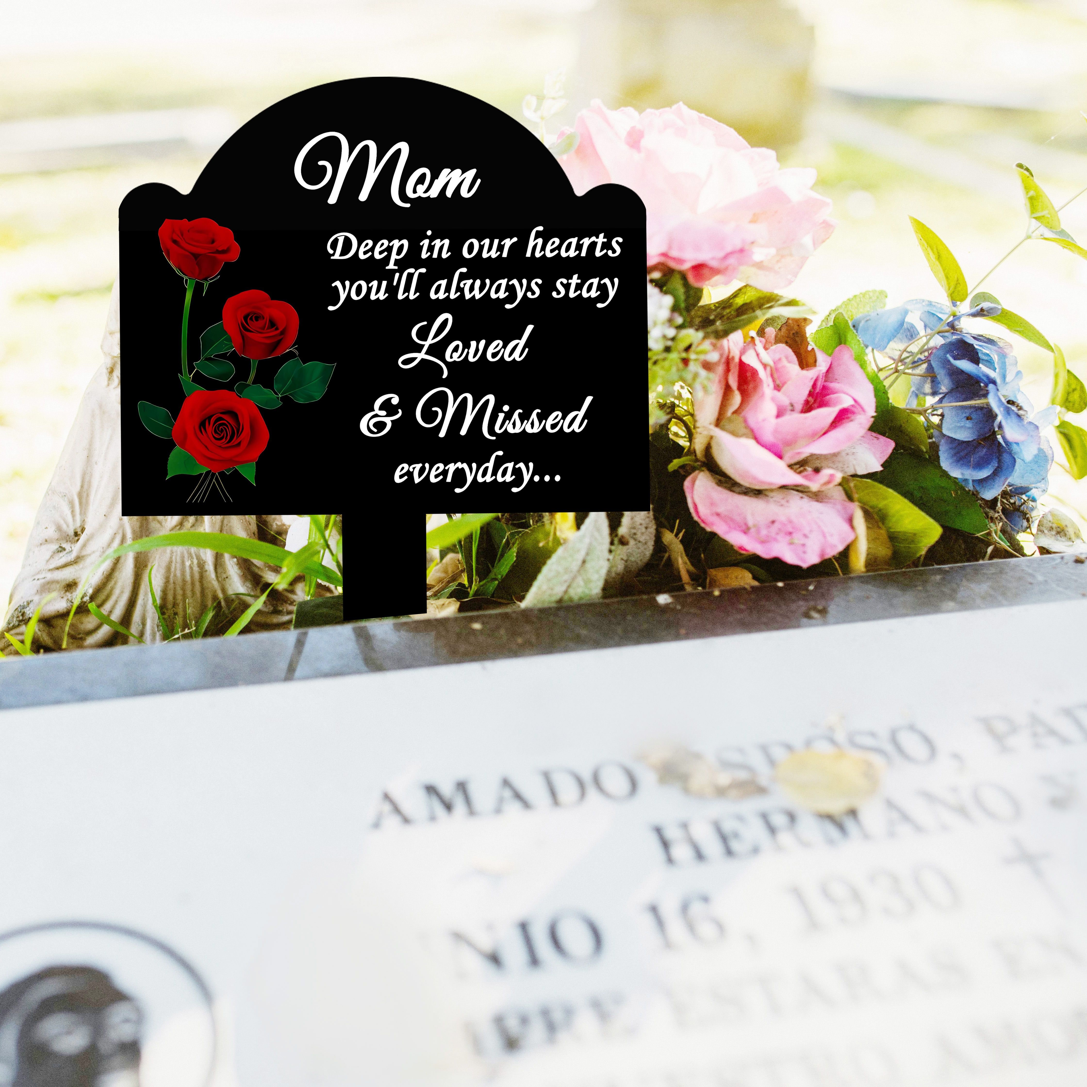 

1pc Mom Memorial Stake - Weatherproof Floor Mount Grave Marker, Thanksgiving Figures/people Theme, No Battery Required, Emotional Garden Plaque For