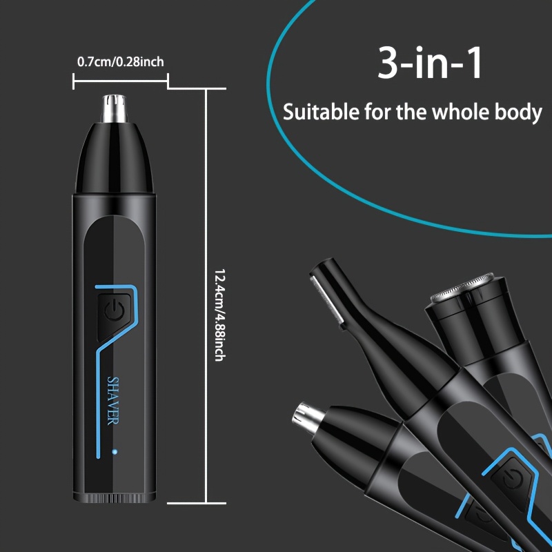 3 in 1 mens electric grooming kit nose ear hair trimmer eyebrow shaper usb rechargeable lithium battery abs material ideal gift for him usb rechargeable groomer   usb charging feature nose hair trimme Product details 3