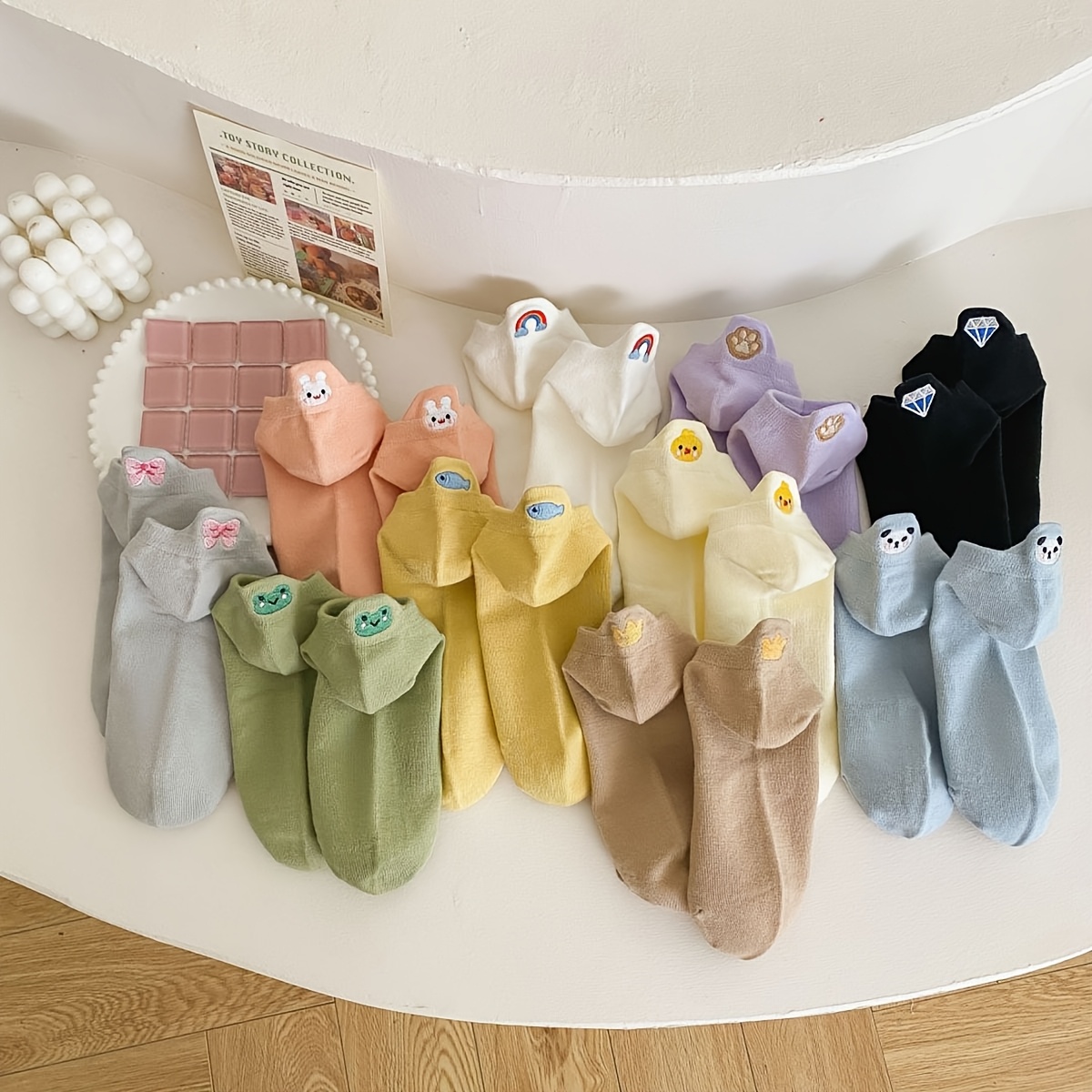 TEMU 10 Pairs Of Elastic And Ankle Socks, Beautiful Socks, Cute Socks, Lightweight Socks, Low Cut Women's Socks With Cartoon Patterns