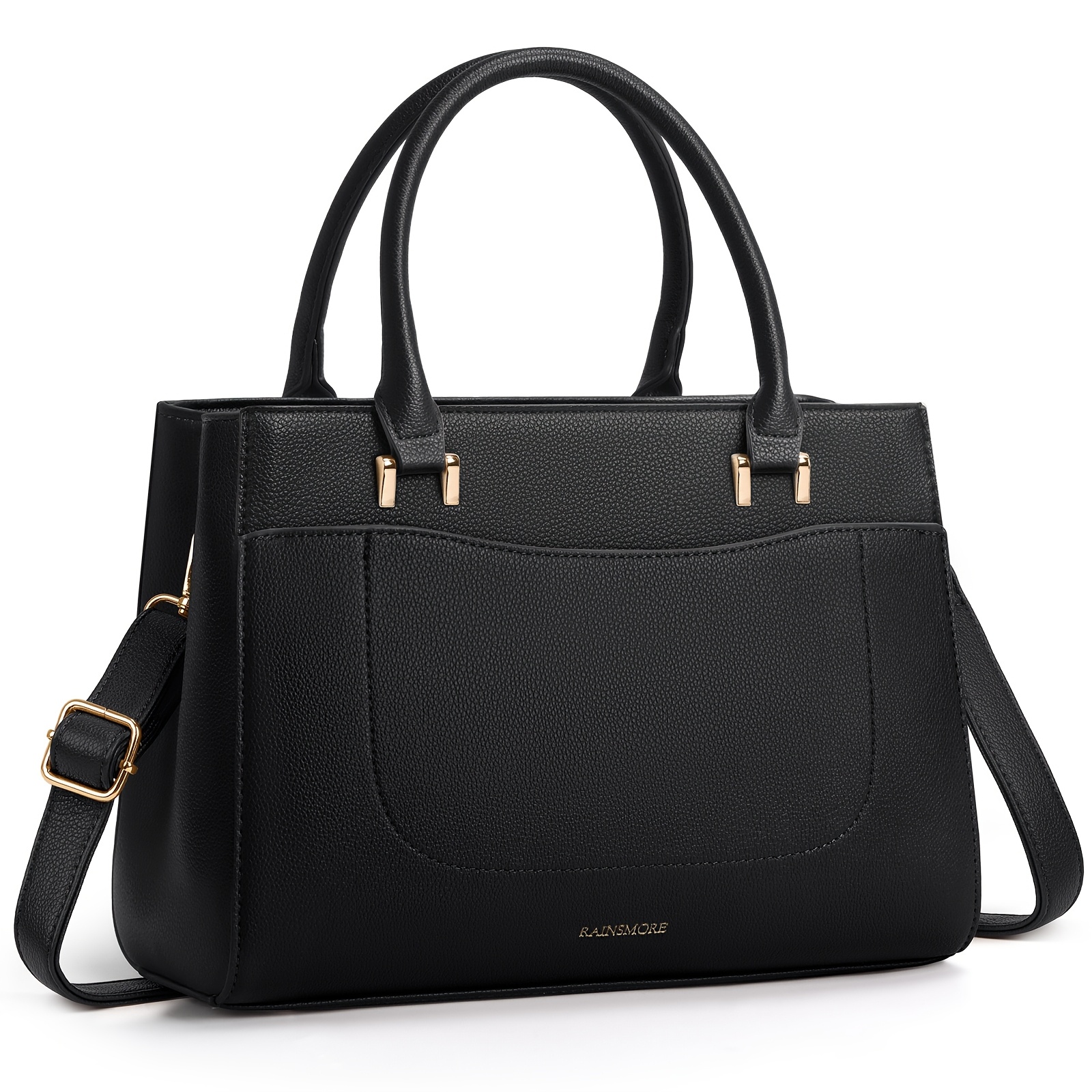 Rainsmore Women's Medium Handbag, Small Shoulder Bag Made Of Faux Leather, Black, Size M