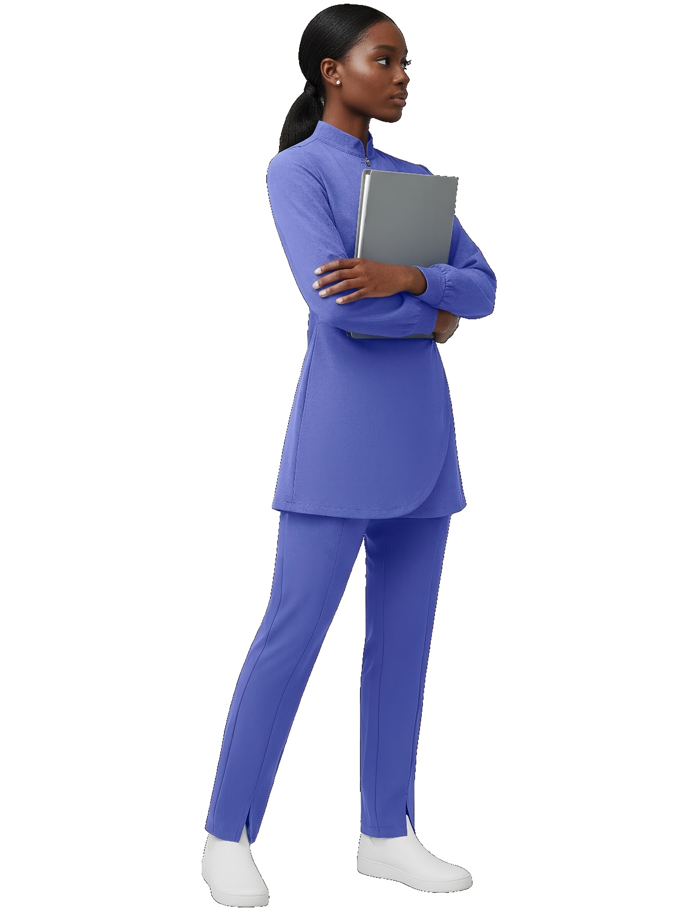 Scrubs Royal Blue Nursing Dress Butter-Soft Originals Women's 4- Pocket  V-Neck Empire Waist Dress