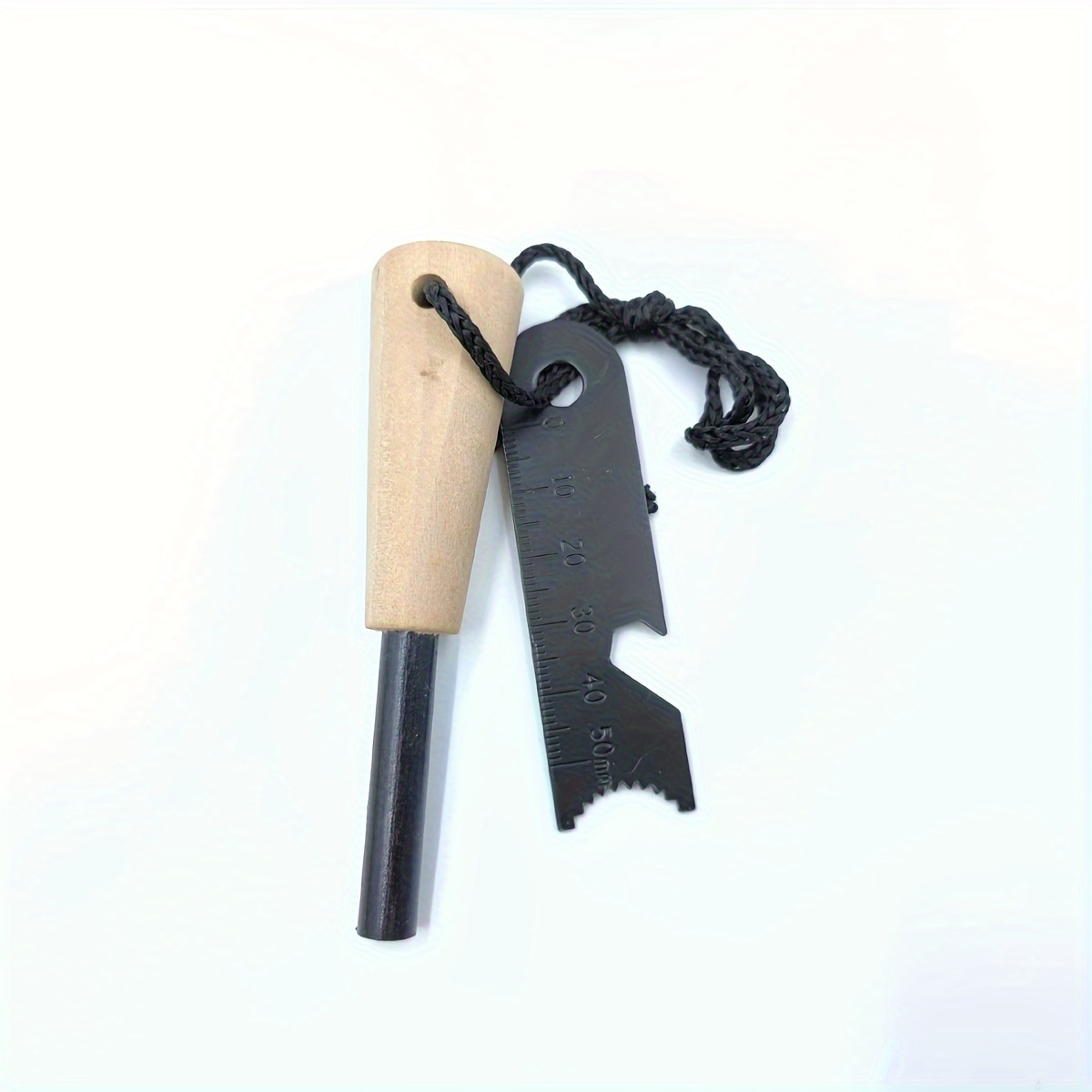 

Large Magnesium Fire With Wooden Handle - Outdoor Survival Flint For Camping, Hiking & Bbqs