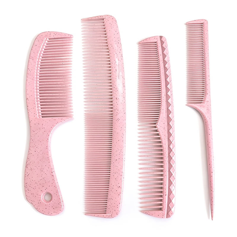 TEMU 1 Set Of 4 Professional Black Combs, Including A Fine-toothed Tail Comb And A Styling Comb, Suitable For Parting, Blow-drying, Hairstyling, And