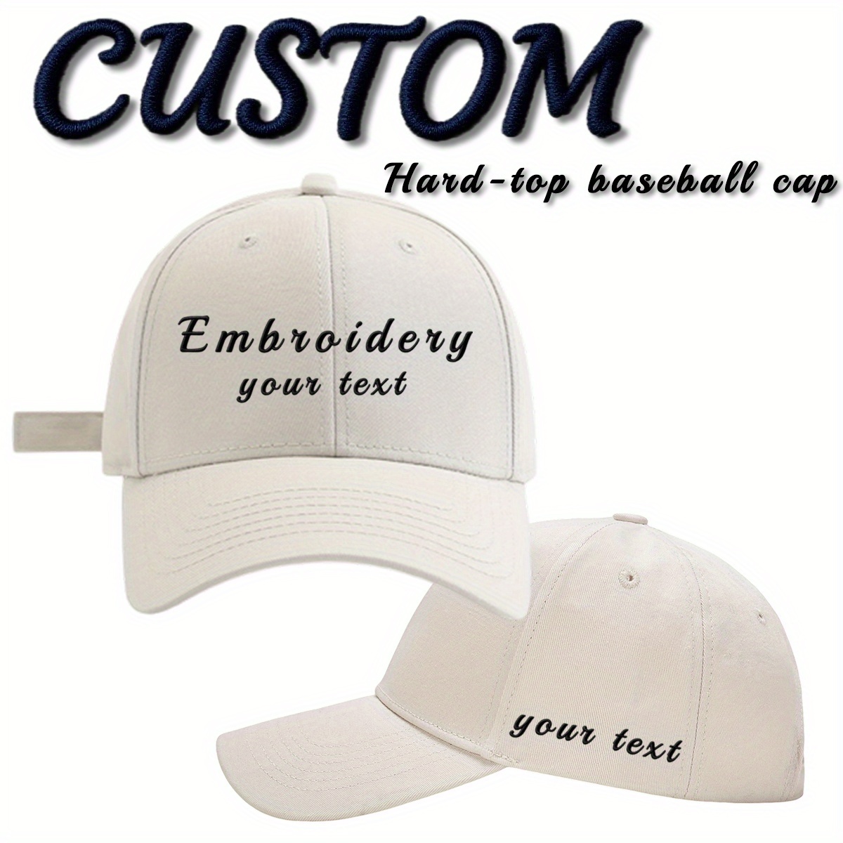 Custom Baseball Cap, Personalized Text Adjustable Hat