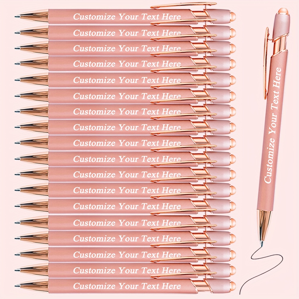 

5/10/15pcs Personalized Rose Golden Ballpoint Pens With Stylus Nib, Custom Pen, Free Engraving Custom , , Message Text, Suitable For Office, Business, School Anniversary Gifts