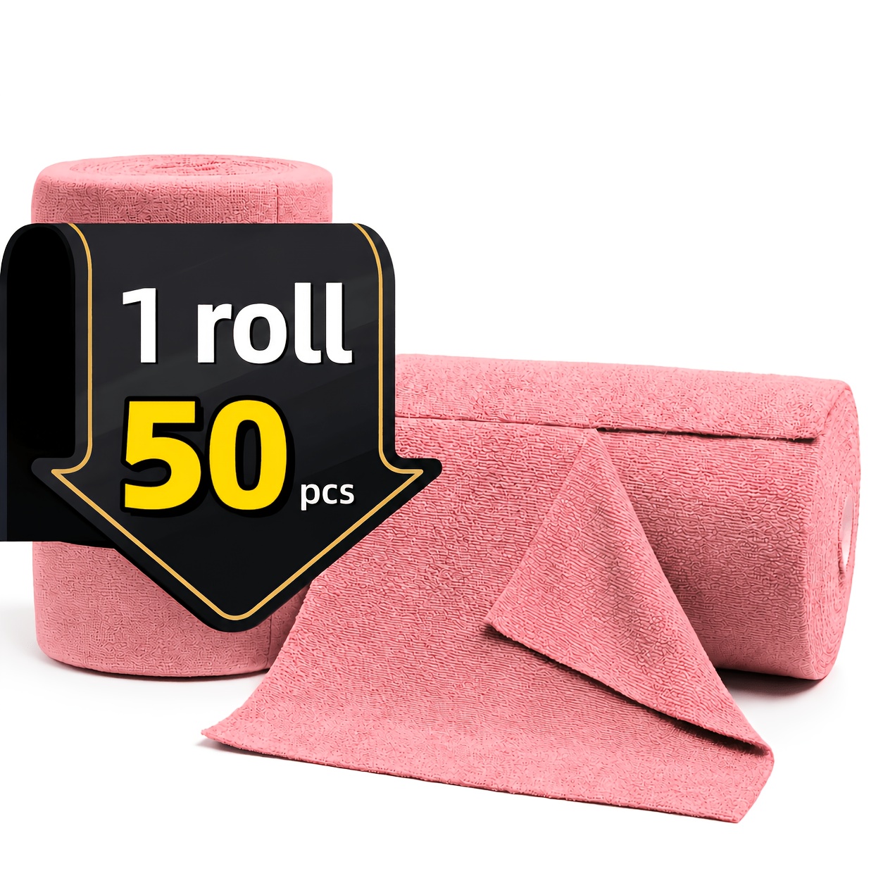 TEMU 20pcs/1roll Of Reusable Microfiber Towel Roll, Independently Packaged And Tear-, Heavy-duty Water Absorption And Quick Drying, Suitable For