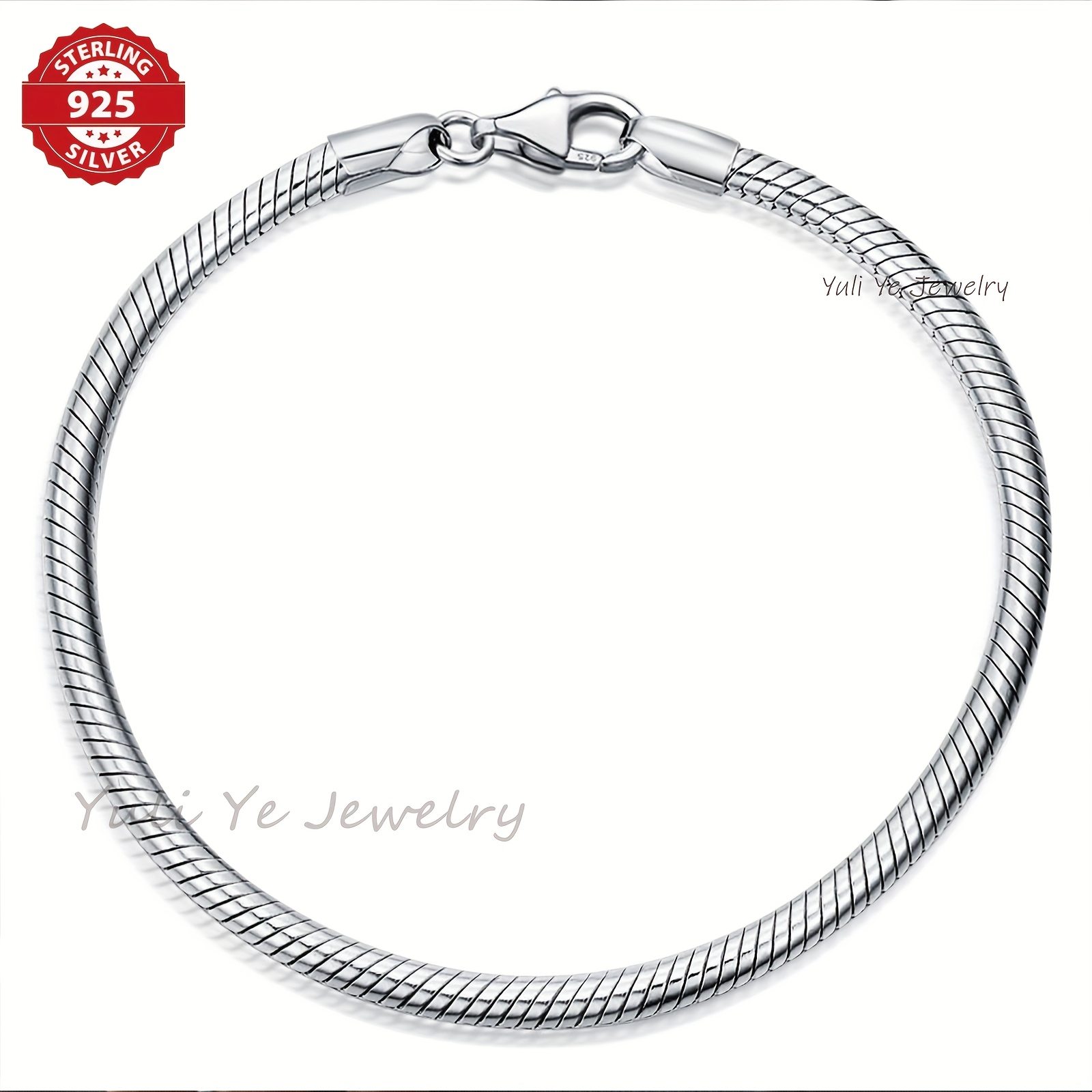 TEMU 925 Silver Easy Snake Chain Women' Bracelet, ' , High Quality Handmade, Ladies' Jewelry, Suitable For Daily Wear, Valentine's Day/christmas/local Warehouse - With Box