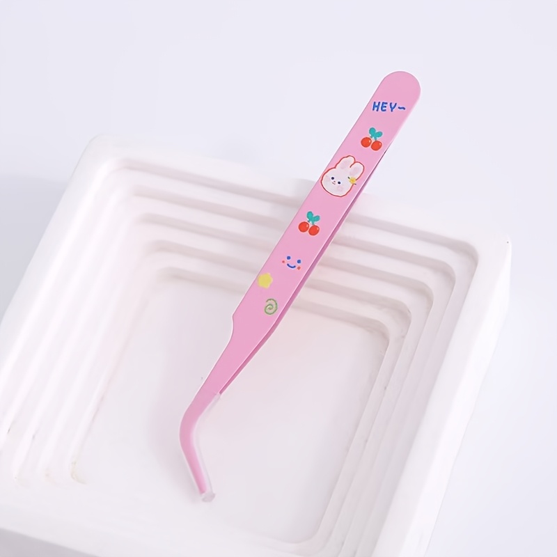 Image of 2pcs/3pcs Cute Cartoon Stainless Steel Bent Tweezers Multi-functional Precision Pliers Suitable For Diy Hand Account Stickers Paper Cutting Small Tools