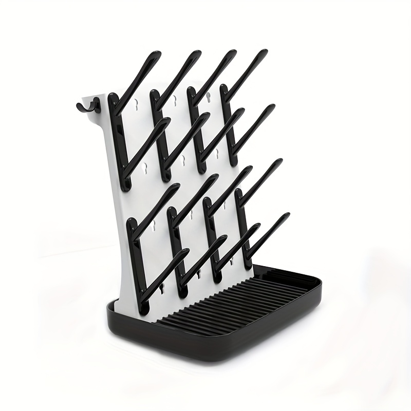 Image of 1pc Bottle Drying Rack, Vertical Bottle Dryer Holder With 18 Hooks, Space- Standing Bottle Drying Rack For Countertop Kitchen Organization Of Bottles And Additions, Brushes, Pacifiers, And Pump Parts