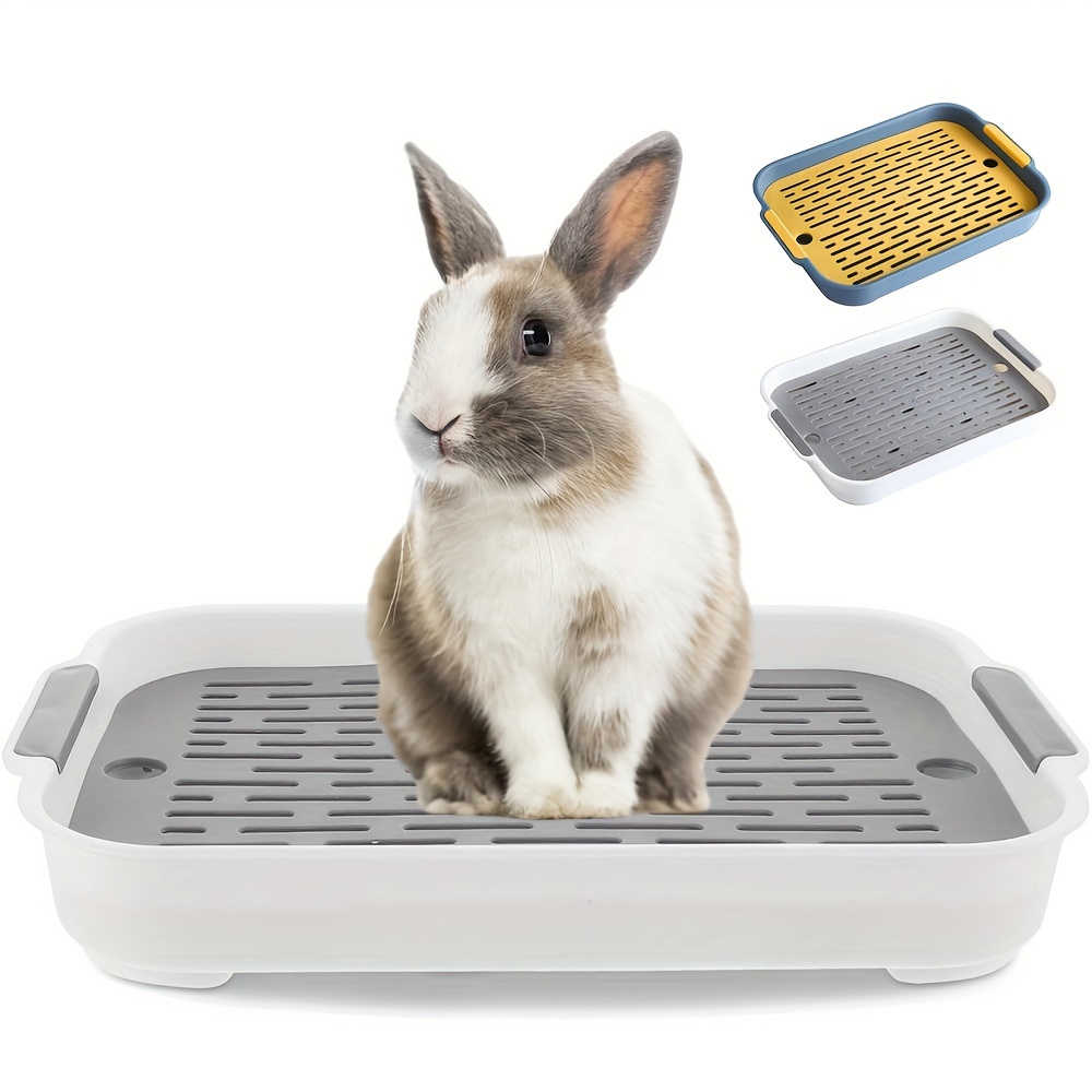 

1pc Double-layer Rectangular Pet Bathing Tray, Pp Material, For Small Animals, Easy Clean Litter Box For Rabbits, Guinea Pigs, And