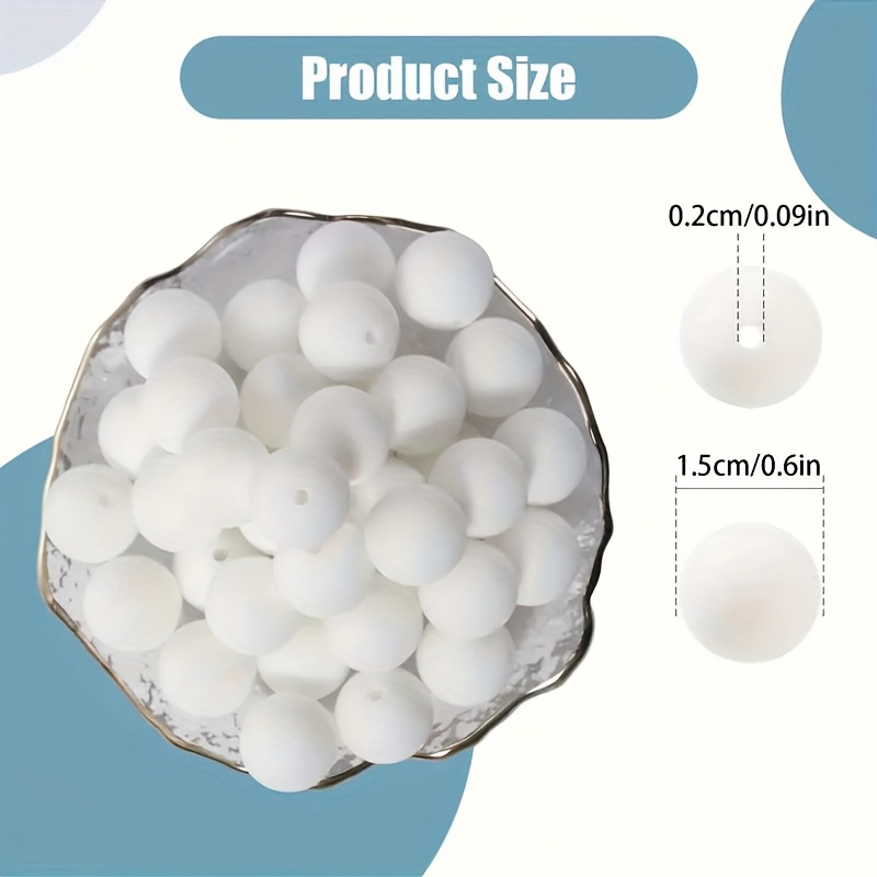 TEMU 24pcs 15mm Round Silicone Beads - Multicolor, Durable & Non-toxic Material For Diy Crafts, Bracelets, Keychains & Pen Accessories - Vibrant