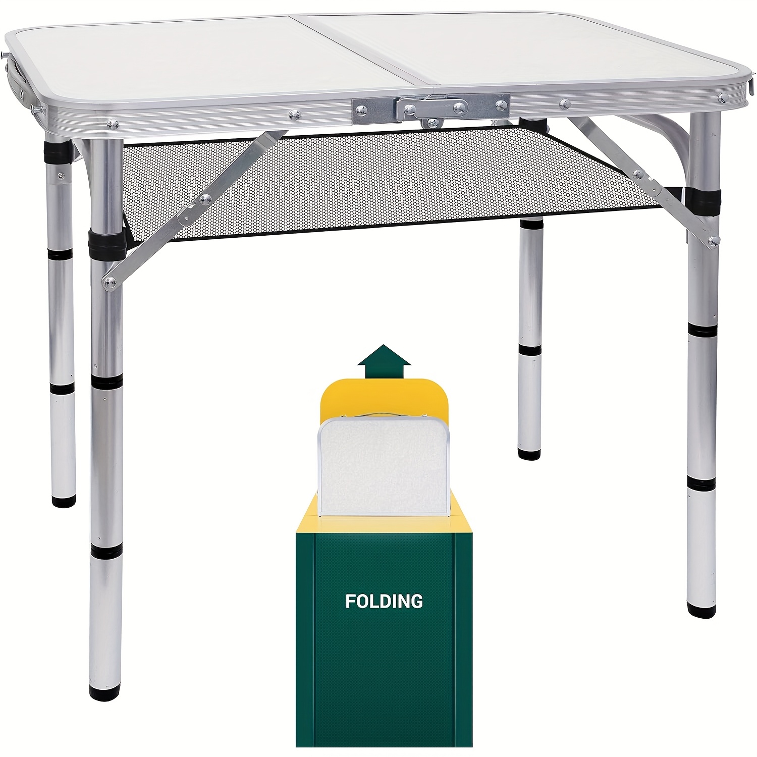 

Adjustable Height Folding Table – Lightweight Aluminum Picnic Table For Camping, Outdoor Activities, Beach, Indoor Use, And Office – Compact, Design With Carry Handle