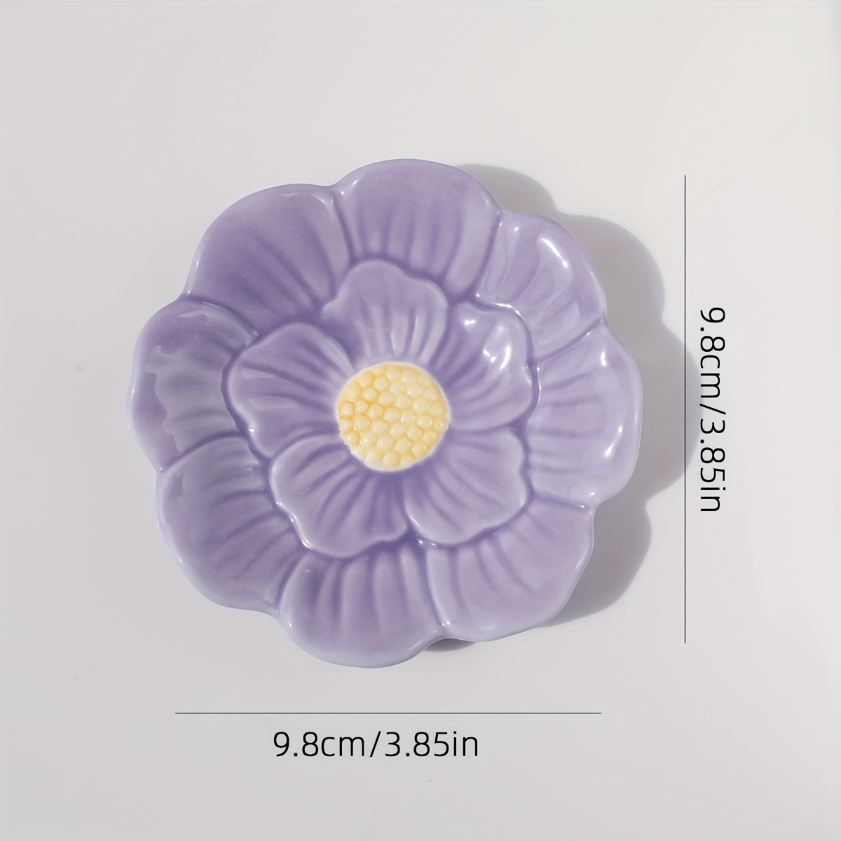 TEMU 1pc Ceramic Yellow Flower Flower Plate Dish Nordic Style Jewelry Tray Ear Stud Ring Necklace Jewelry Tray Home Decoration Tray Purple Flower