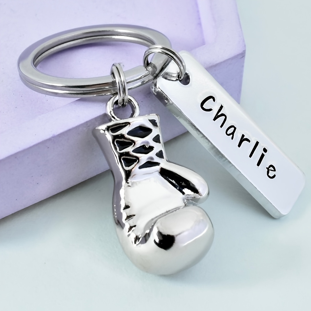 TEMU 1pc Custom Boxing Keychain, Personalized Text Custom Boxer Keyring, Fitness Pendant Boxer Gift, Gift, Unique Gift For , Suitable For Wearing To