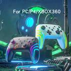 controlador de juego con cable compatible para ps4/ 360/pc con iluminación rgb