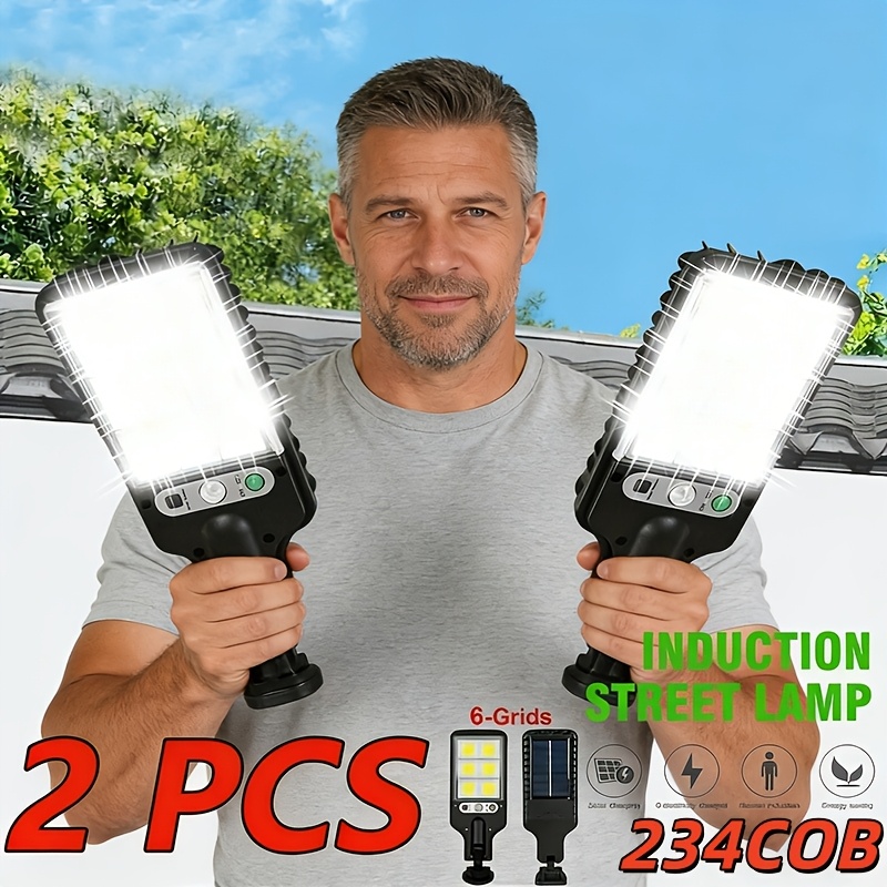 TEMU 2 Pack -bright Wall Lamp, Featuring A 180° Wide-angle Lighting Function, Is Suitable For Outdoor Solar Lamps In Parking Lots, And .solar Powered