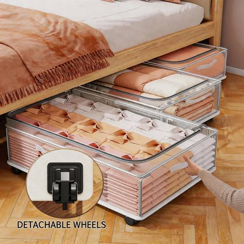 under bed storage box for home use flat with wheels drawer style for clothes and quilts transparent organizer under bed storage box a magical storage solution