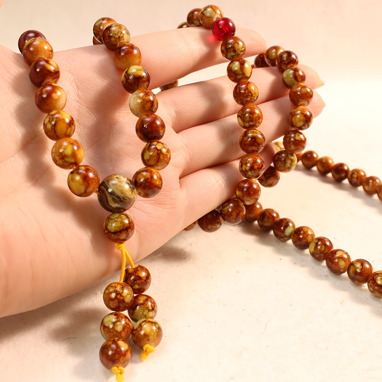 Fashionable 108 Amber Beads Necklace and Bracelet Set