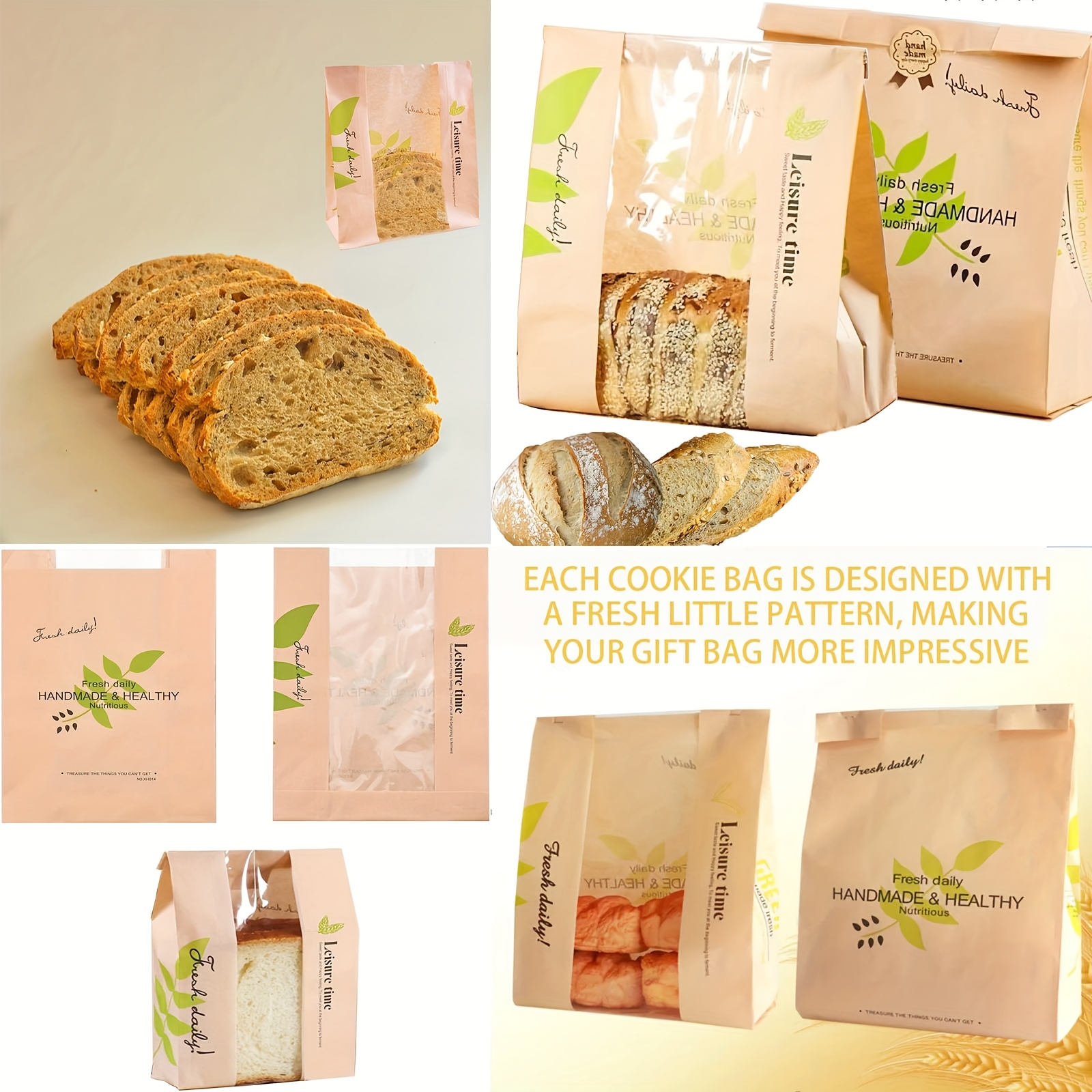 reusable bread bags clear window paper storage Temu Australia