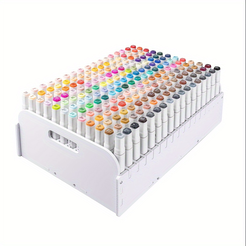 

204-slot Desk Organizer, Pvc Multi-functional Pen Holder, Marker & Pencil Storage Rack, Art Supply Caddy For Pens, Paints, Colored Pencils, Artists And Students - White