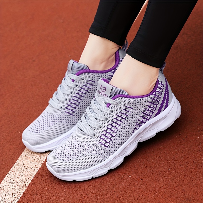 

Women's Breathable Mesh Sneakers, Lightweight Athletic Running Shoes, Casual Knitted Couples Sports Shoes, Slip-on Comfort, Soft Sole For Travel & Leisure