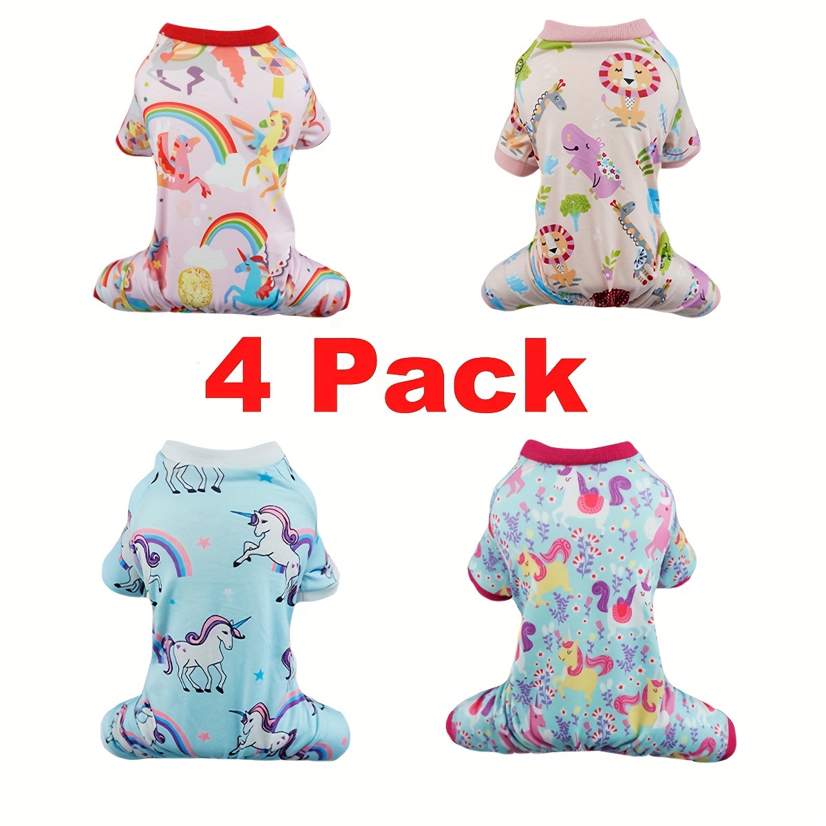 TEMU 4pcs Set, Puppy Clothes Boys Girls, Dog Pajamas Small Chihuahua Yorkshire Spring And Summer Shirt, Cute Puppy Clothes Pajamas Onesies Cat Onesies Clothing Pet Clothing