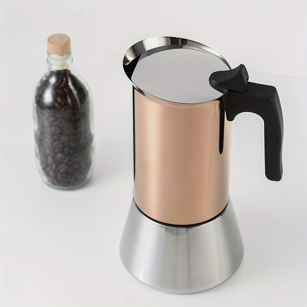 Rose Gold-Plated Italian Espresso Maker, 2/4/6/9-Cup Capacity