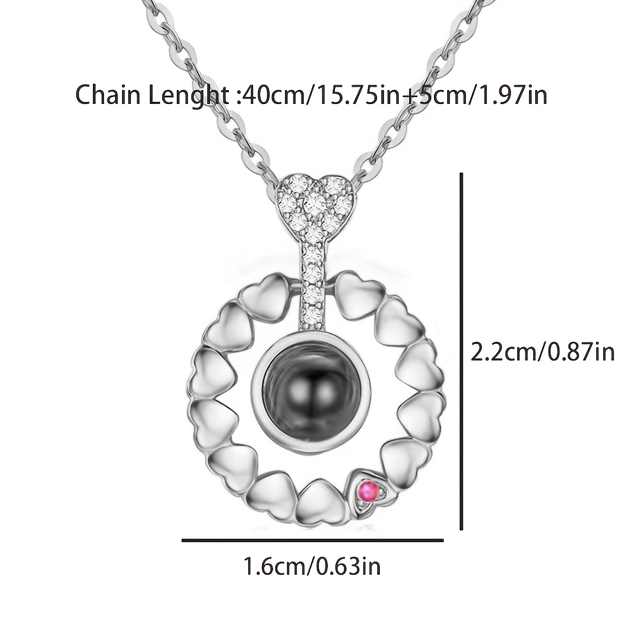 Customizable Color Photo Projection Pure Copper Heart Pendant Necklace