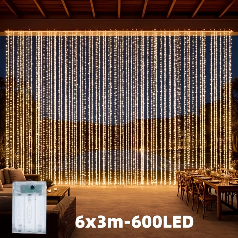 TEMU Confezione da 1 Luci a a LED a Fee, 600 LED 8 Modalit� Luci da Esterno per Patio, Giardino, Matrimonio, Feste, Halloween, Decorazioni Natalizie