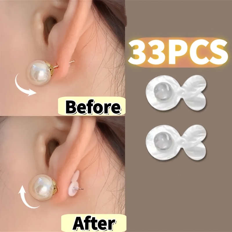 Image of 33pcs Silicone Earring Backs For Heavy Earrings - Support Pads To Prevent Dropping , Anti-slip Earring Lifters For Studs, Making Supplies, Comfortable Earring Supports - Art Crafts Sewing Accessories