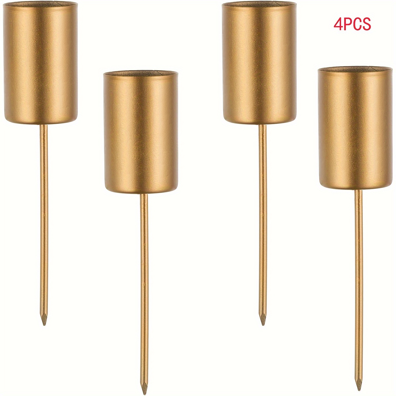 Image of Set Of 4 Golden Candlestick Holders For An Advent Wreath, Designed For , Perfect For Christmas Table Decoration
