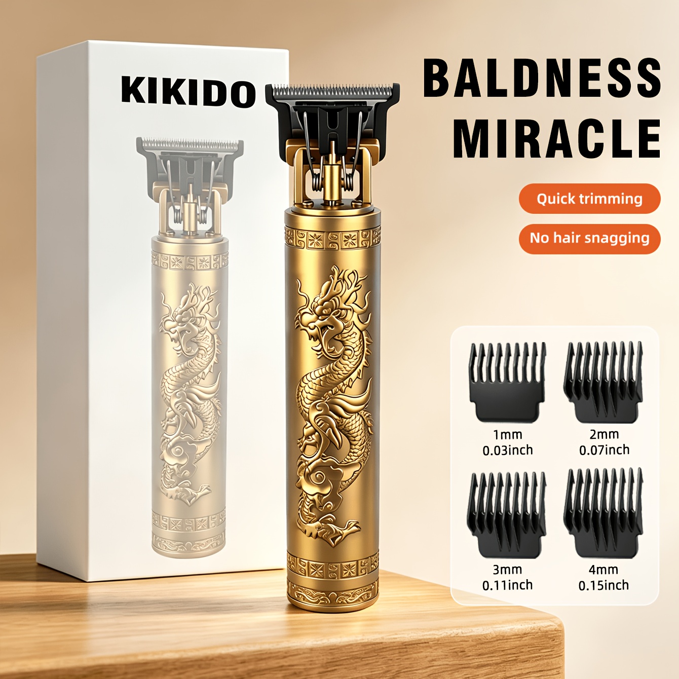 TEMU Vintage Dragon Engraved T9 Hair Trimmer For Men, 0 Gapped Cordless Electric Hair Clipper, Professional Barber Beard Trimmer Hair Cutting Machine