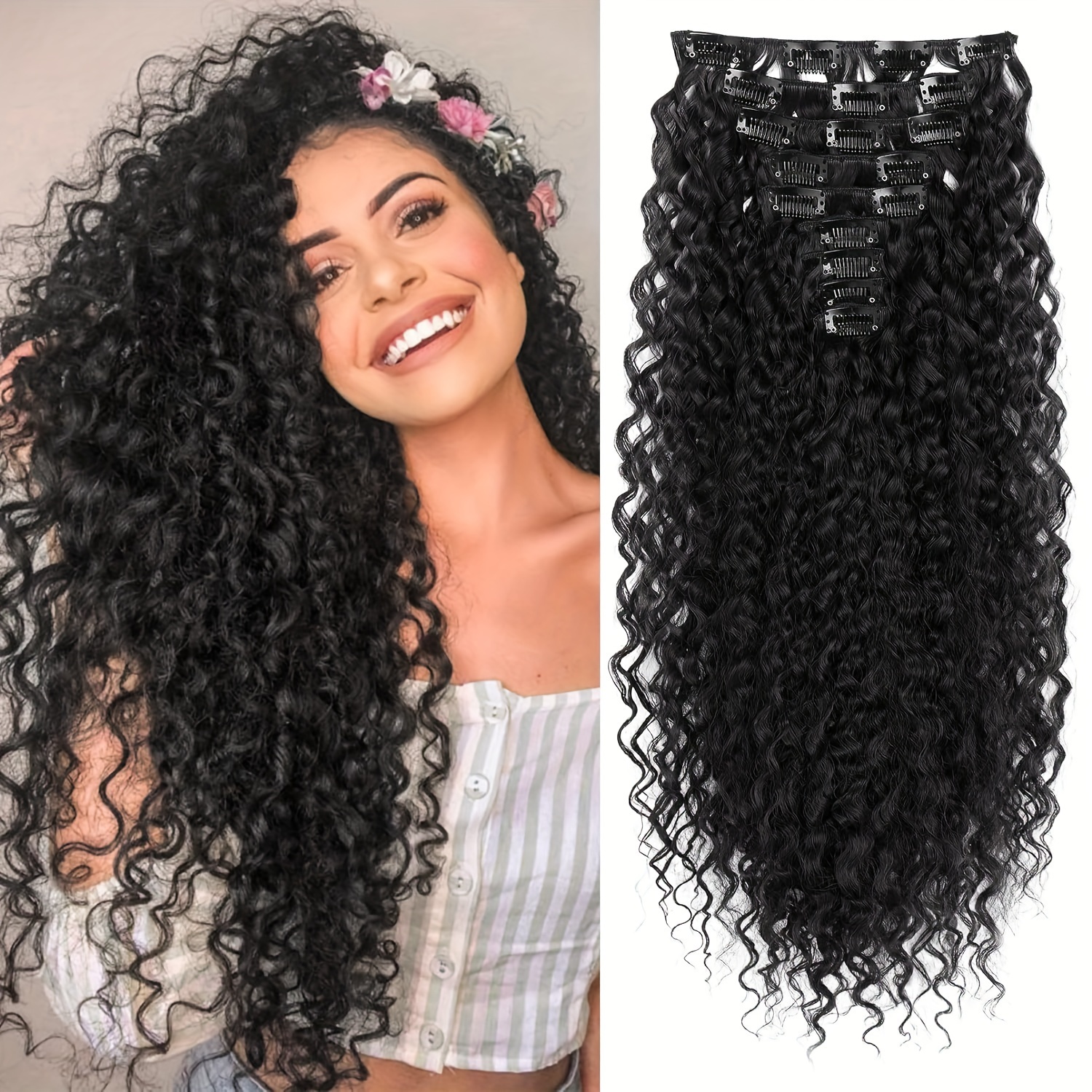 9Pcs Clip In Hair Extensions 22 Inches Long Featuring Thick