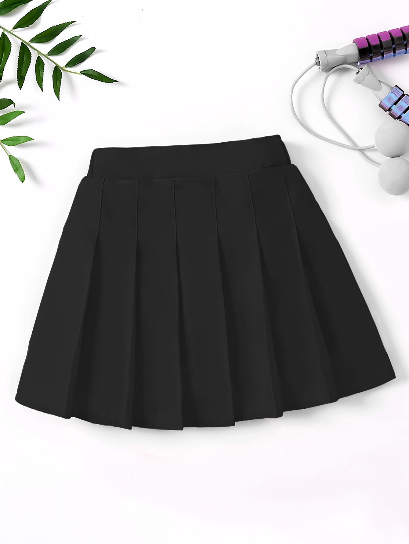 Teen'S A-Line Pleated Skirt (5-6 Length) Solid Black  Casual Formal Skirt for School, Parties, Casual Attire