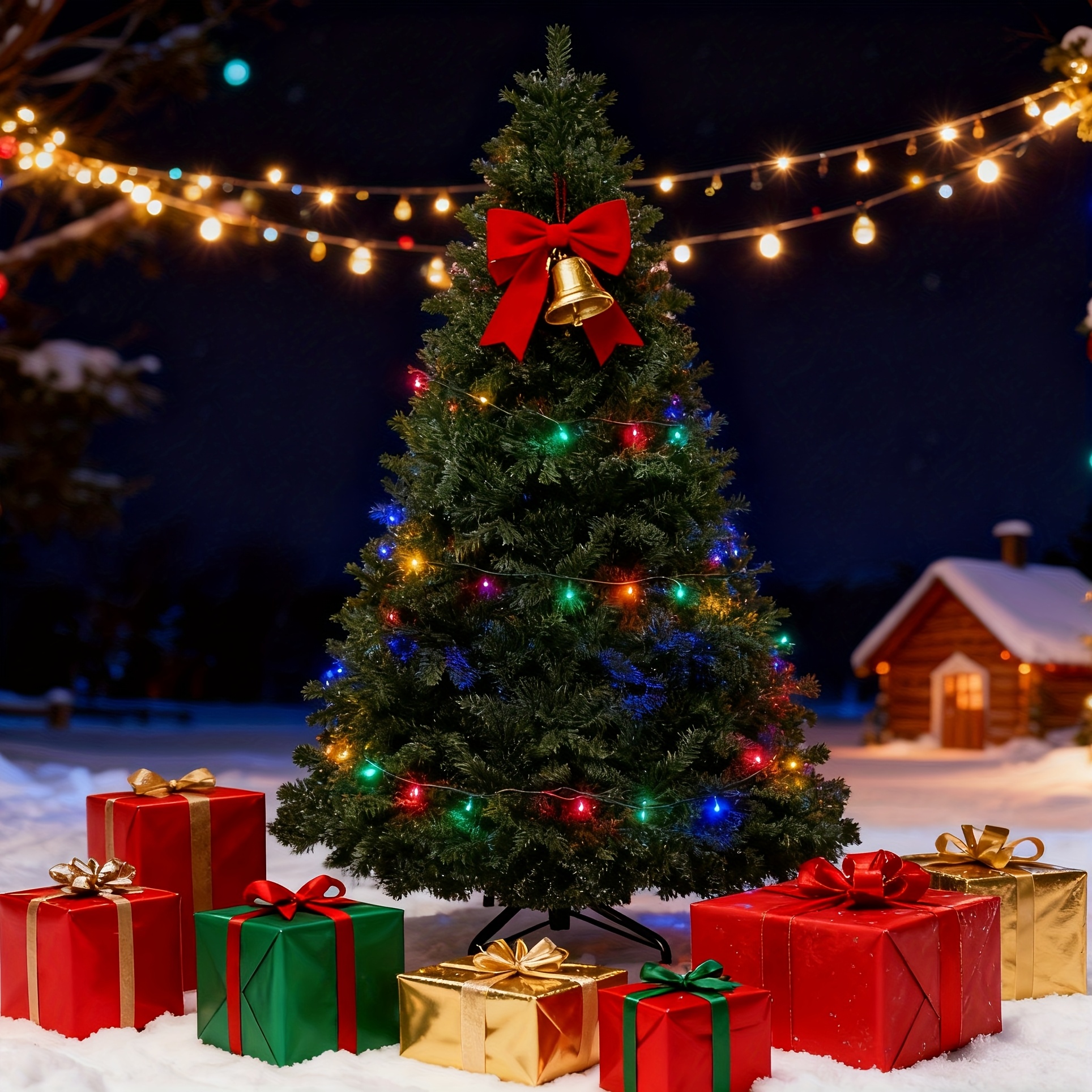 Image of 210cm Large Classic Full-sized Artificial Christmas Tree - Easy Assembly & Sturdy Base, Realistic Suitable For, Office, Outdoor Decorations - Durable Plastic -standing Tree