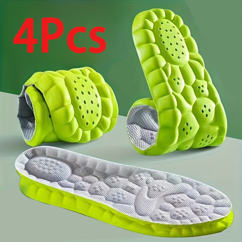 4pcs Sponge Sports Shoe Insoles, Shock-Absorbing, Comfortable, Breathable, for Men, Women, Running Accessories