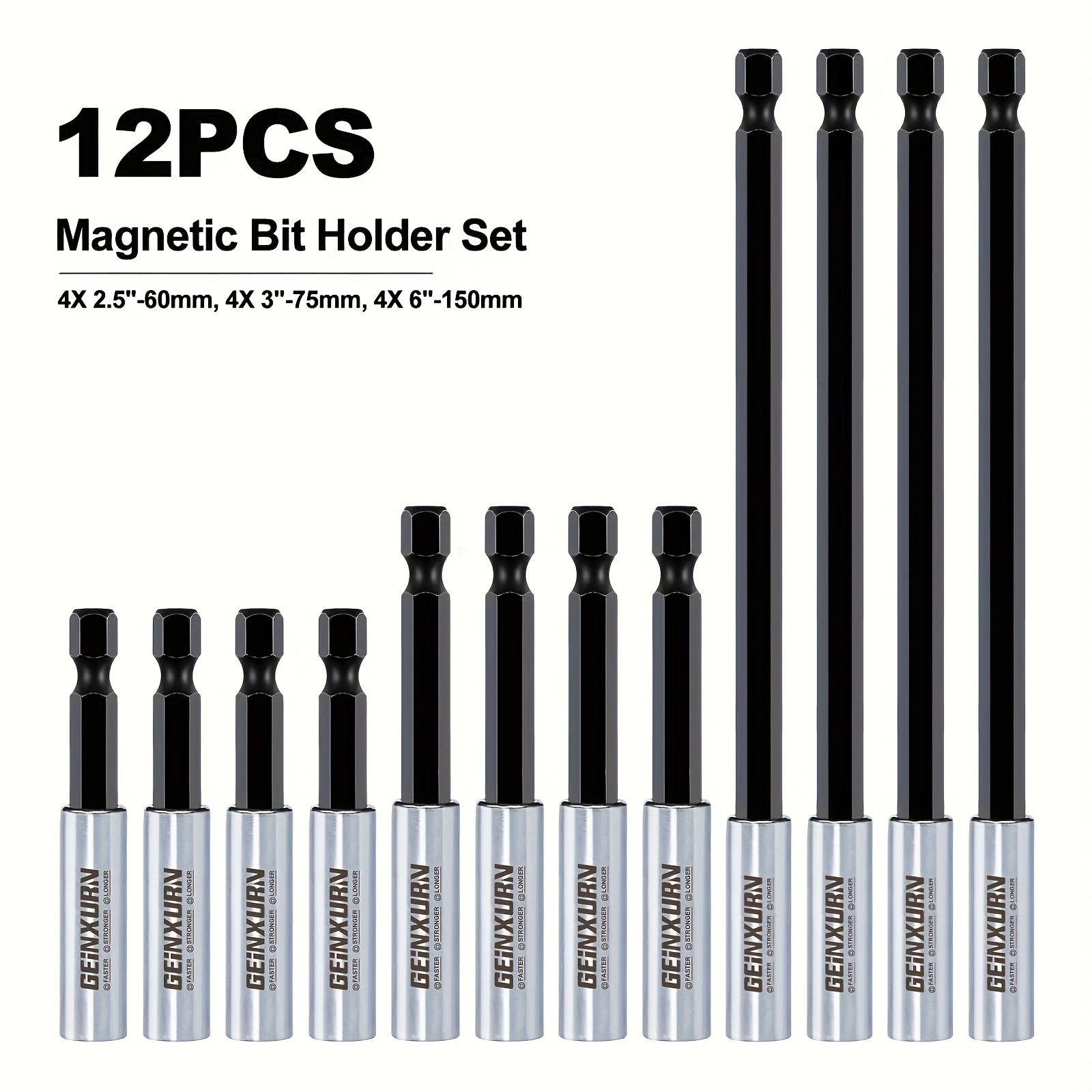 6/12pcs Screwdriver Extension Rod Set, Magnetic, 3 Different Lengths Are Suitable For Most , Inexpensive, Suitable For Enthusiasts