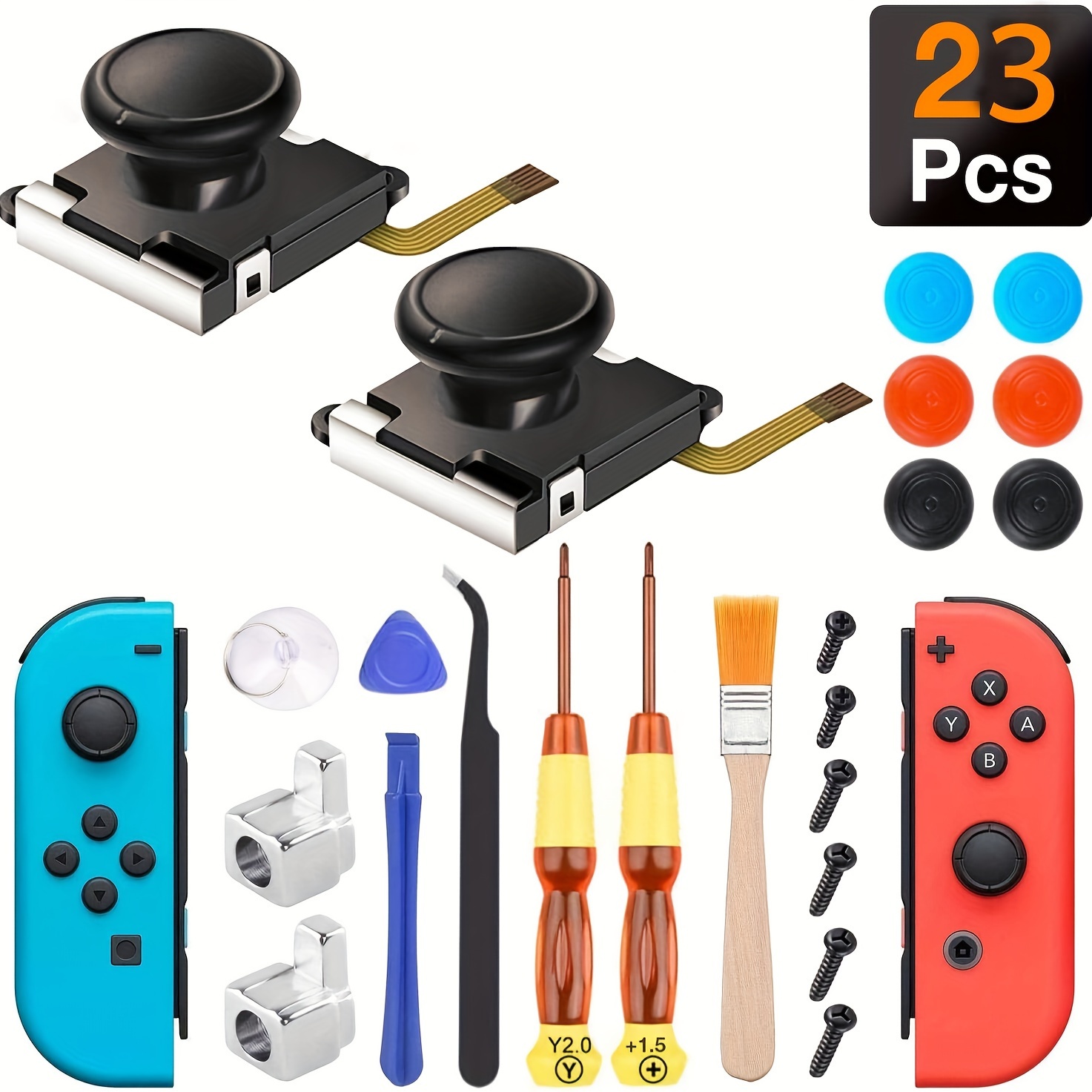 

For Switch Rotary Screwdriver, Professional Maintenance Kit, Joycon (2-piece Package), Thumb Stick For Switch Controller, Equipped With , Tweezers, Brush And Suction Cup.